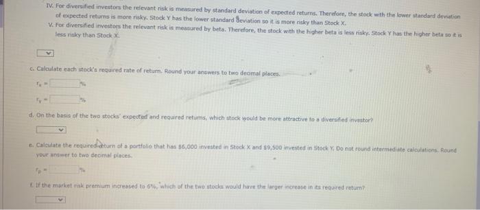 0.8, and a 35% standard deviation of expected returns Stock Y has