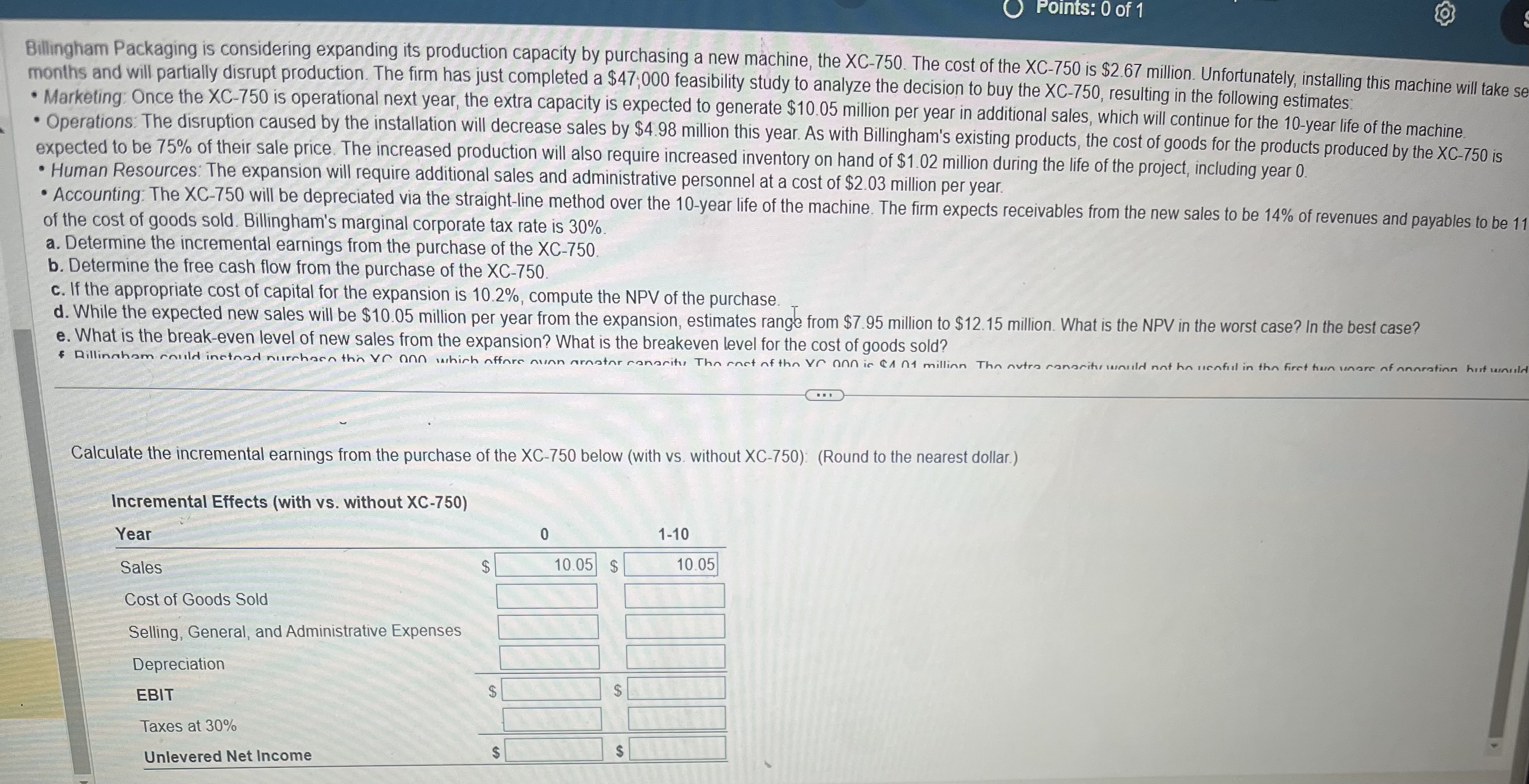 Billingham Packaging is considering expanding its production capacity by purchasing a