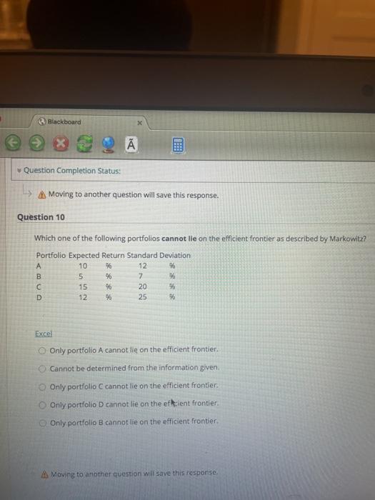  2 Blackboard De Question Completion Status: > A Moving to another