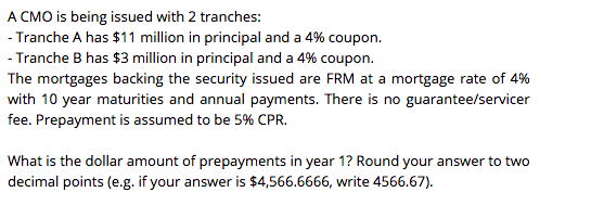  ACMO is being issued with 2 tranches: - Tranche A has