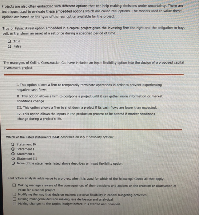  Projects are also often embedded with different options that can help
