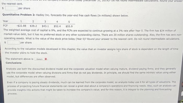 cash flows (in millions) shown below. The welghted average cost of capital