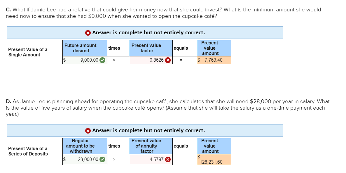 with the red x's. As you can see I already have answered