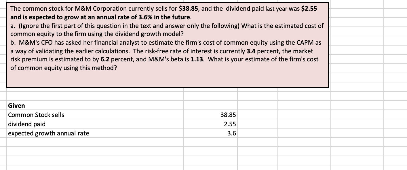 please solve with/using excel and show all of the formulas please. thank