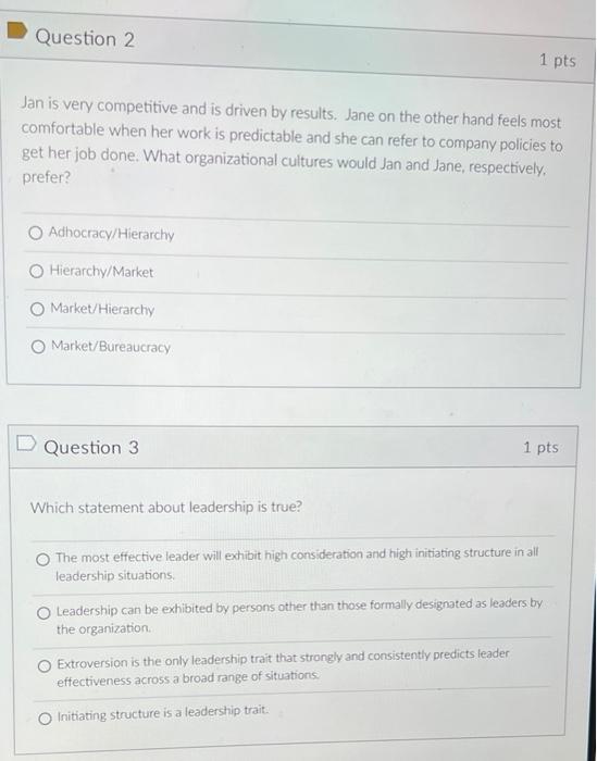 answer both for upvote Question 2 1 pts Jan is very competitive