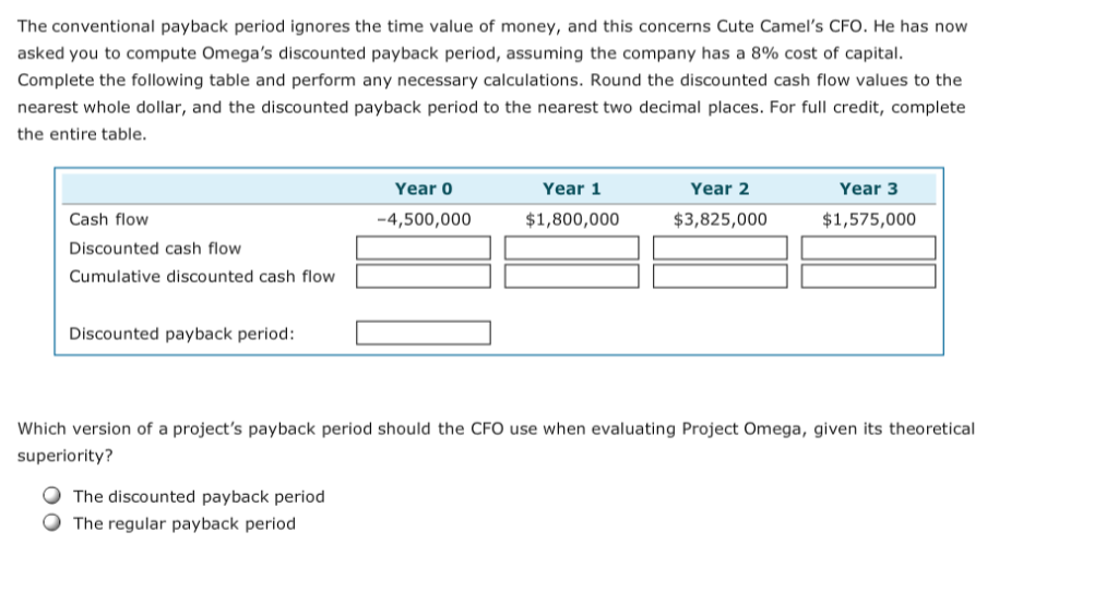 payback period that helps in their capital budgeting decisions. Consider the case