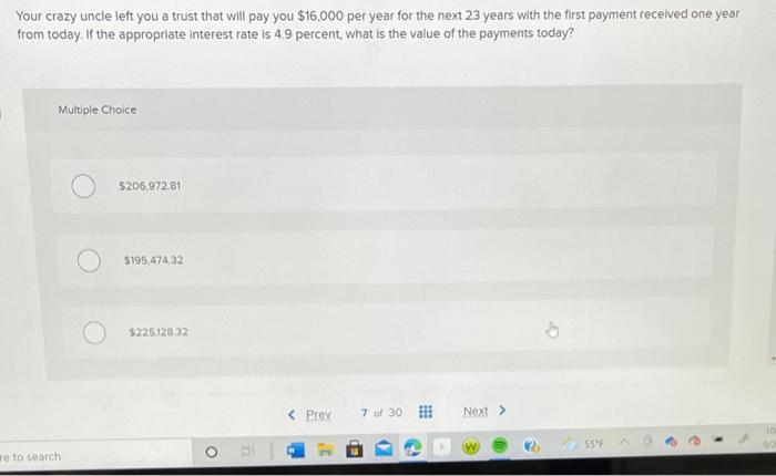 v Your crazy uncle left you a trust that will pay you