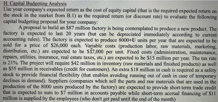  The expected return from previous is 10.4% or .1044 Please do