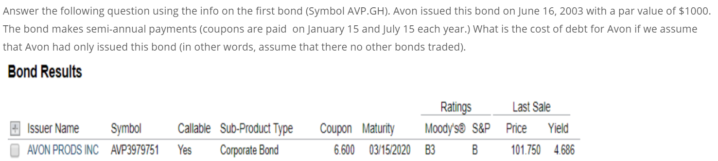 Answer the following question using the info on the first bond