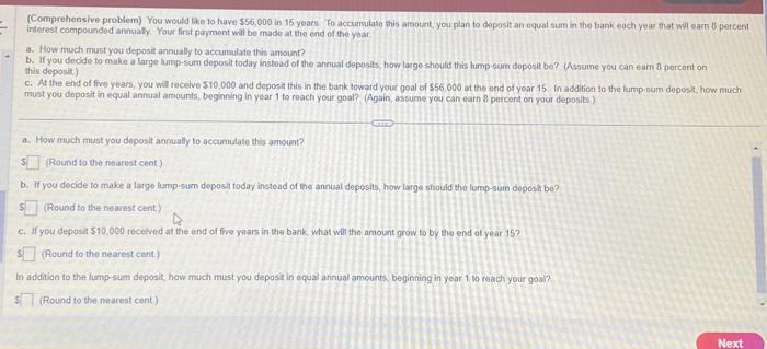 this is a final please help! (Comprehensive problem) You would like to