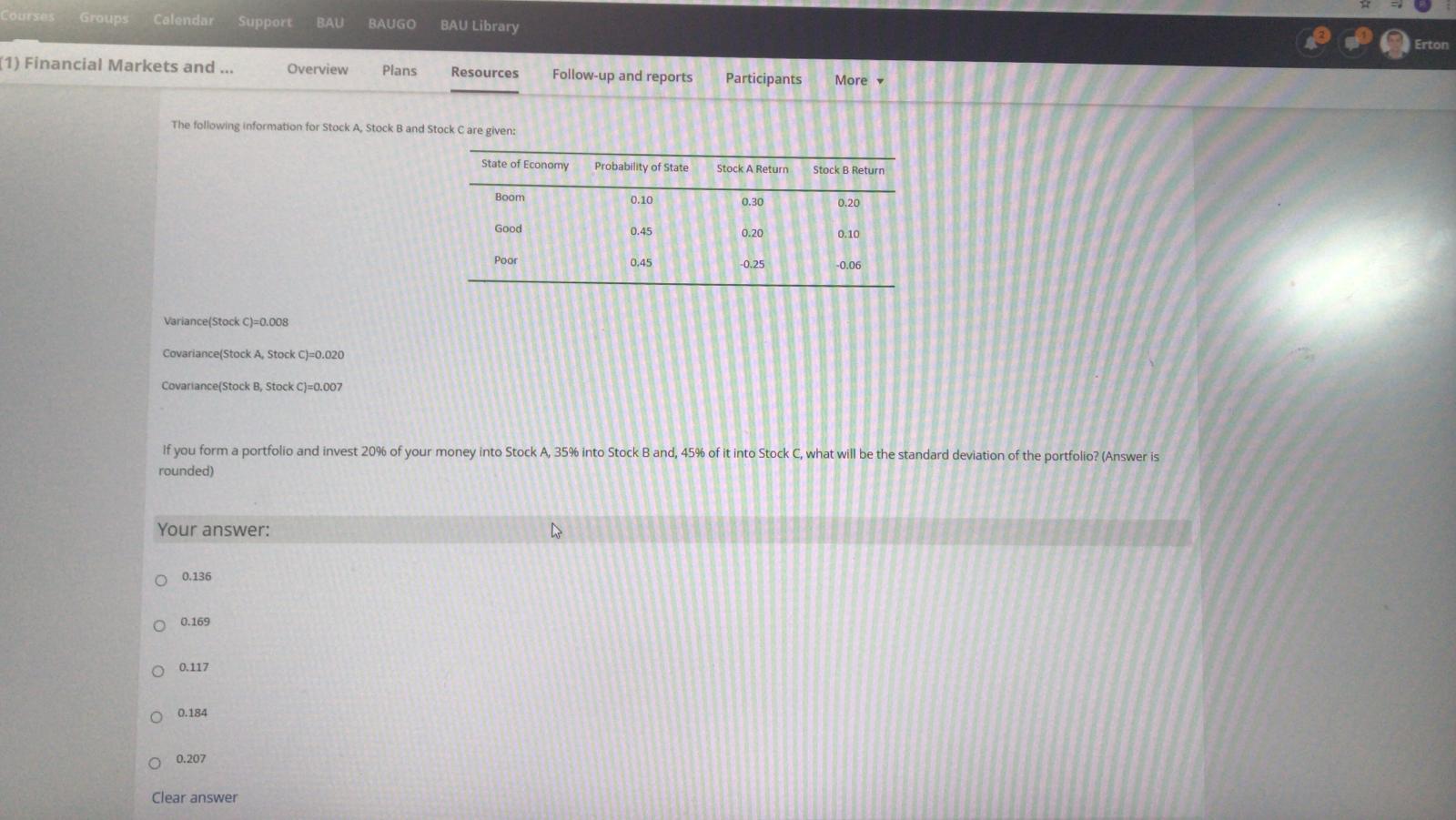 Courses Groups Calendar Support BAU BAUGO BAU Library Erton (1) Financial