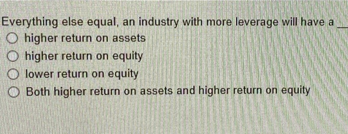  Everything else equal, an industry with more leverage will have a