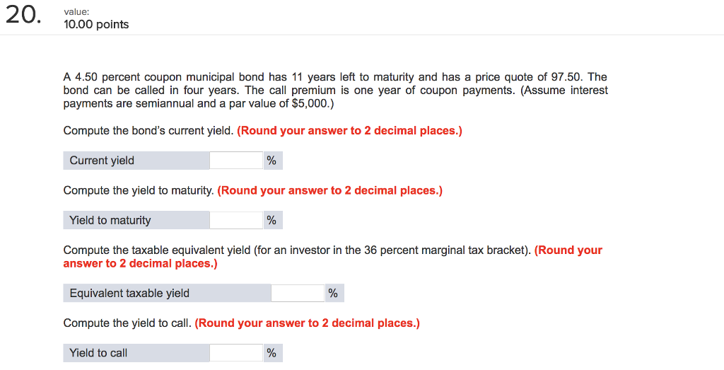 municipal bond with a yield to maturity of 3.2 percent for an