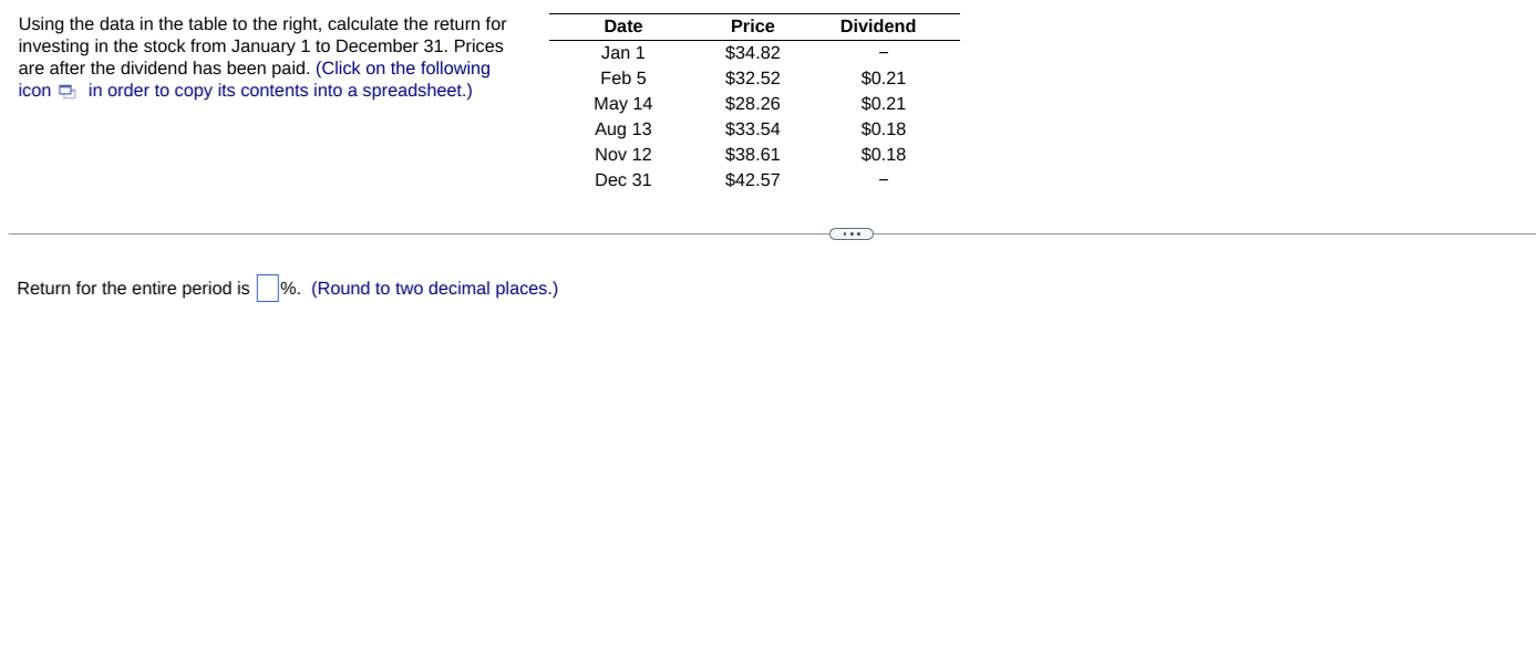 Using the data in the table to the right, calculate the