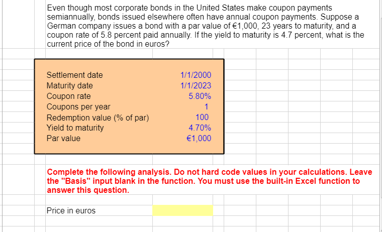 Please help solve the equation for excel, do not use hardcode Even