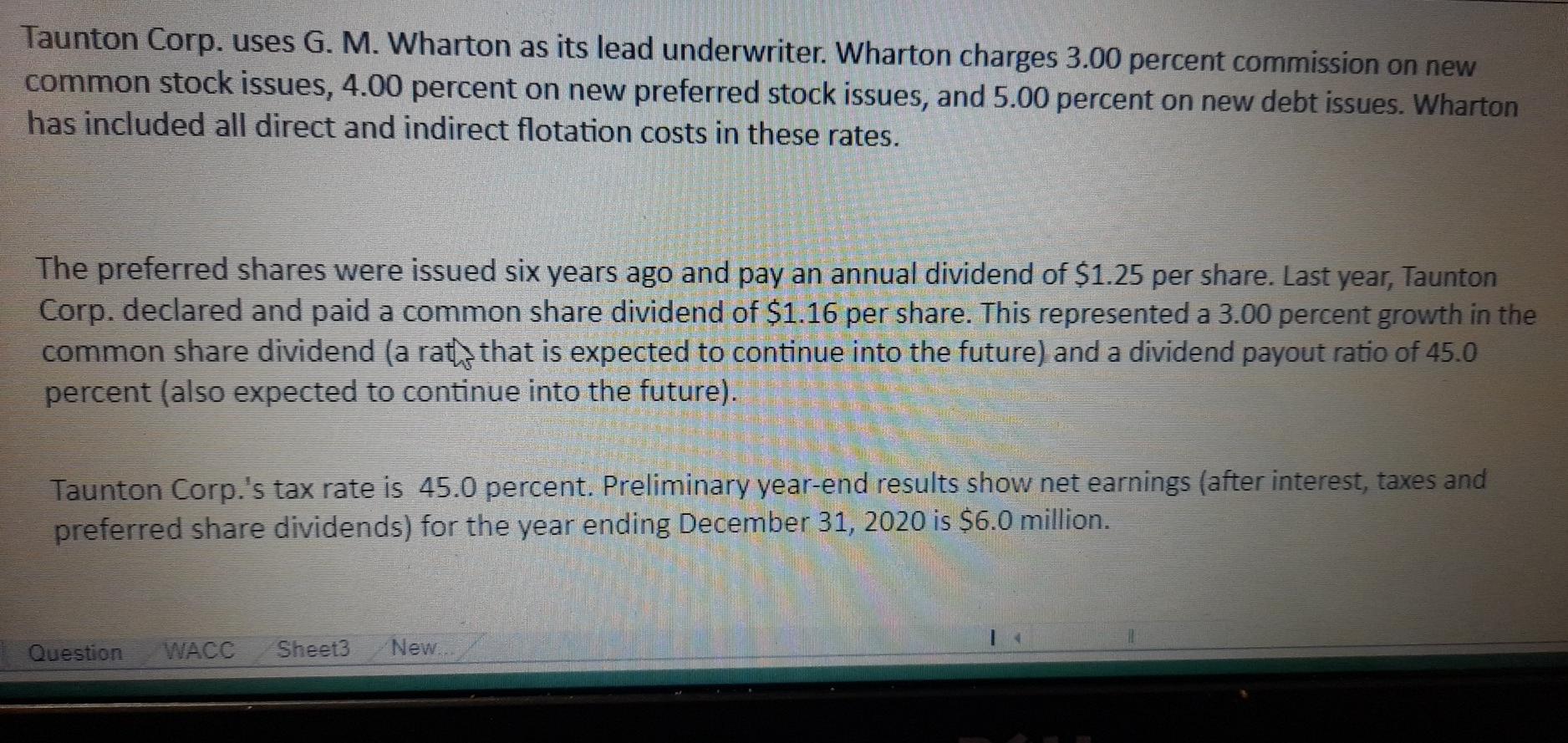 as much you have done Taunton Corp. Suppose you have been hired