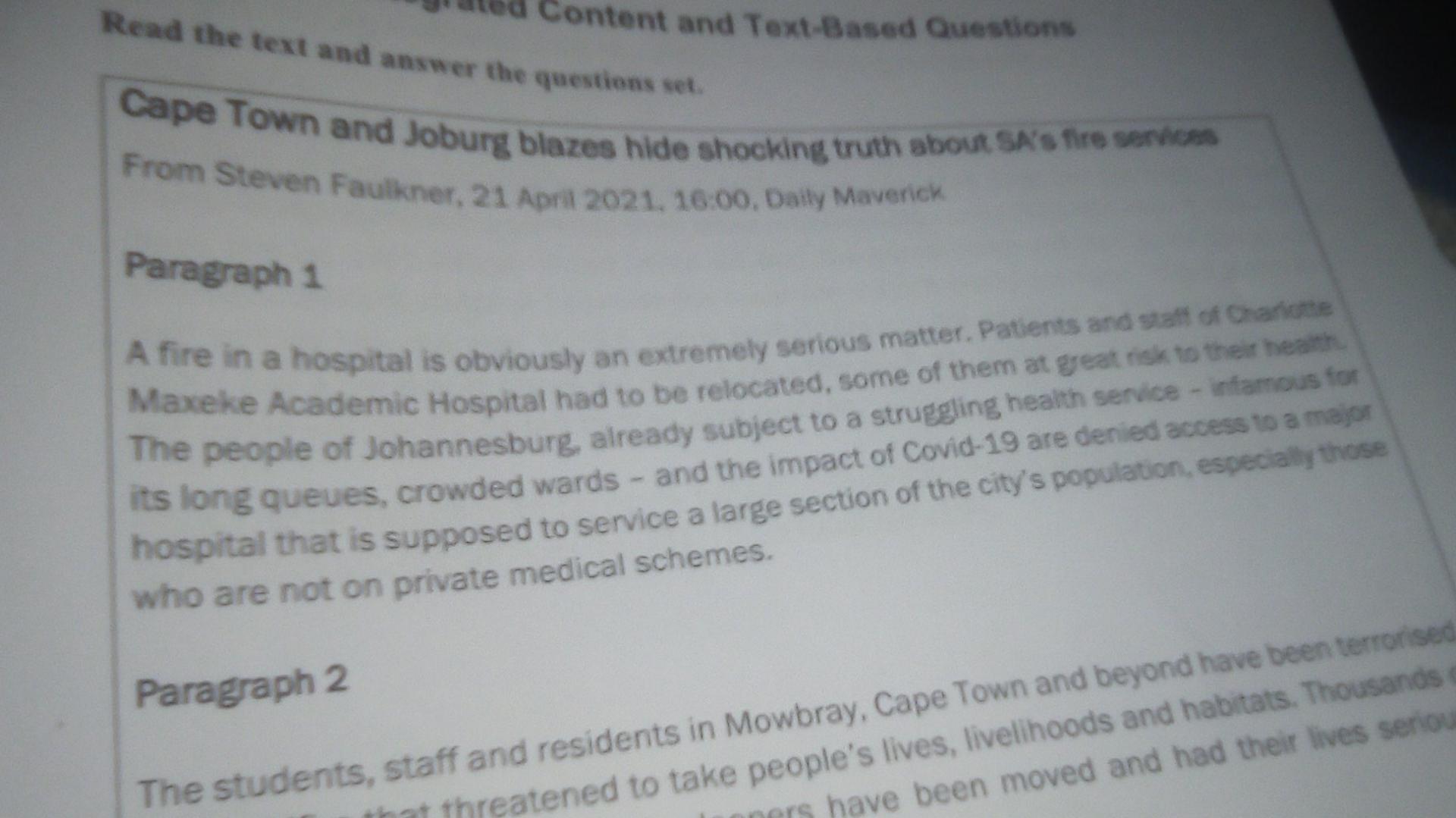 please read section A: integrated content and Text - Based Questions and