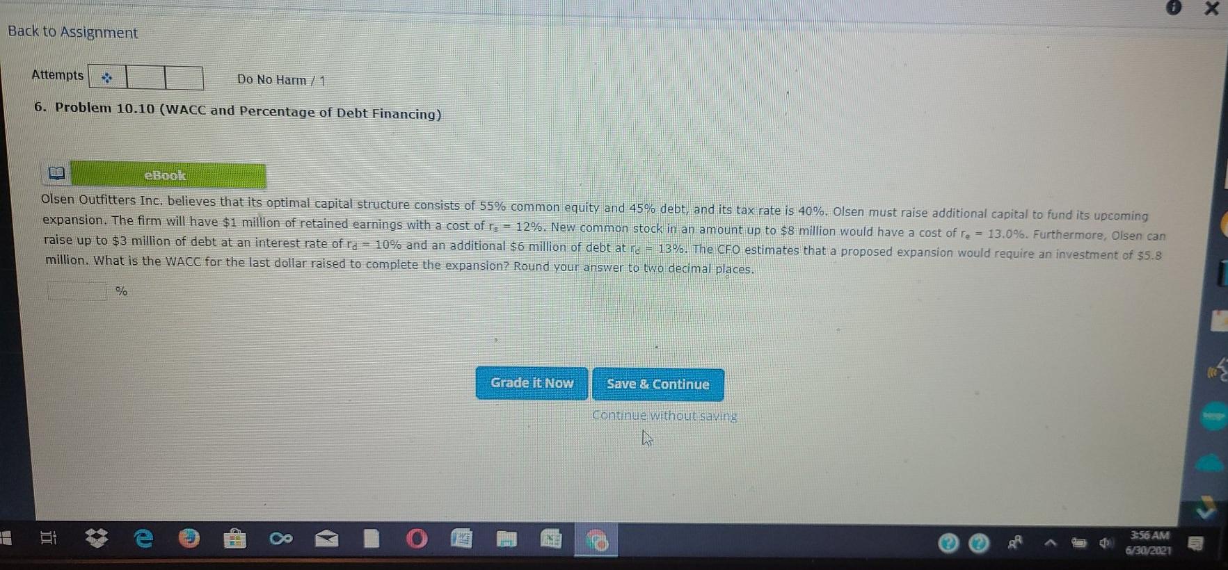  Back to Assignment Attempts Do No Harm 1 6. Problem 10.10