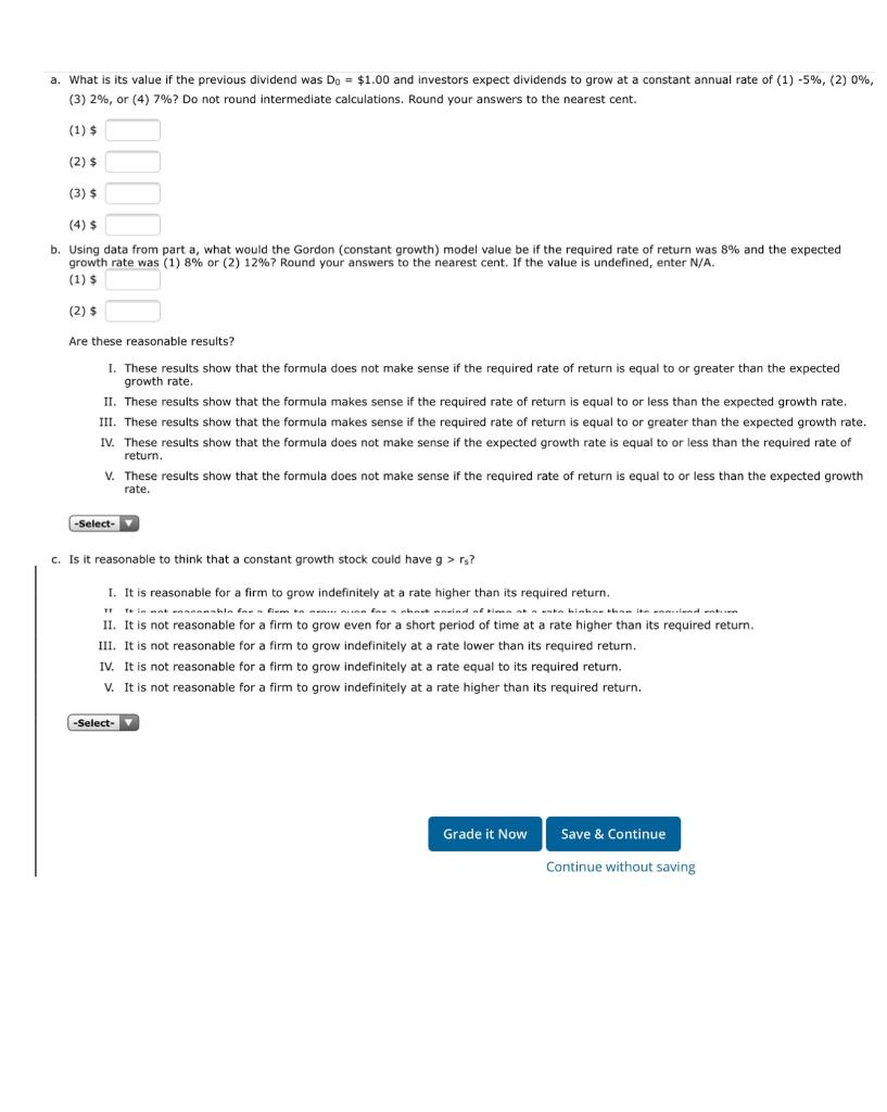  a. What is its value if the previous dividend was Do