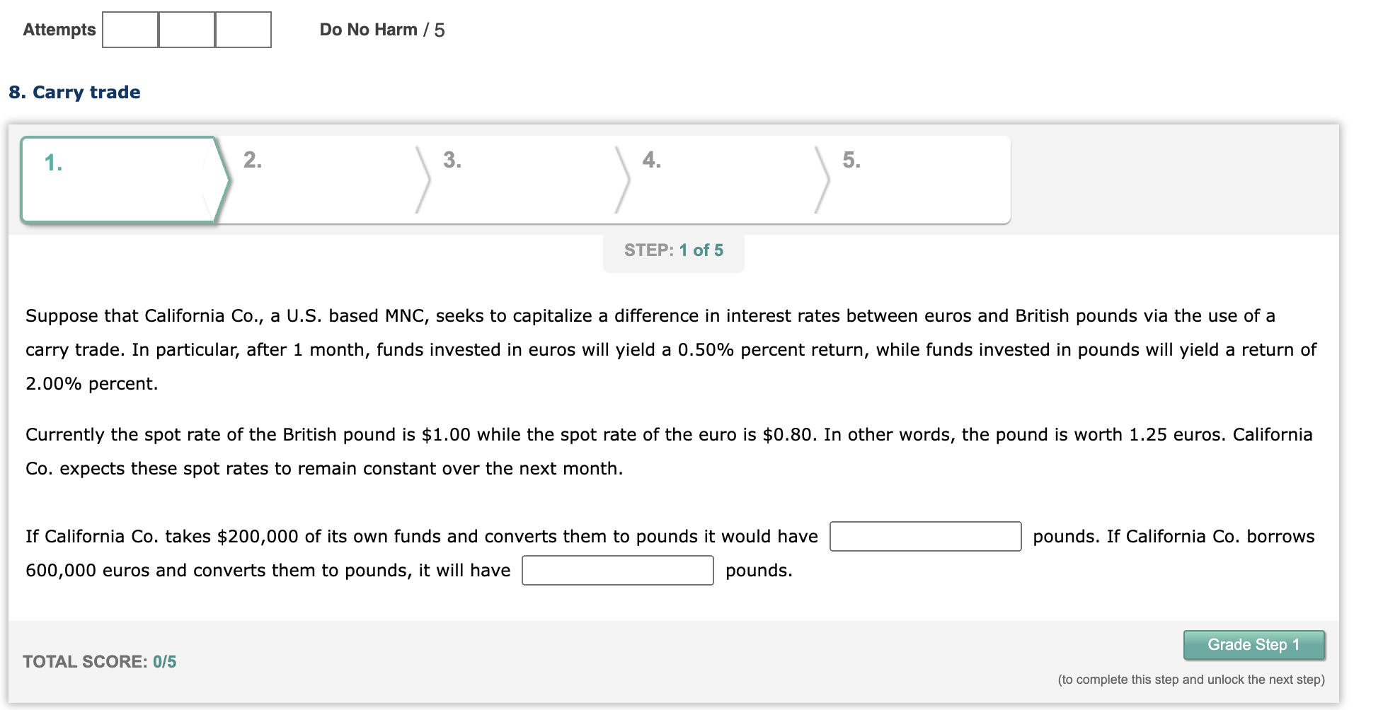  Attempts Do No Harm / 5 8. Carry trade 1. 2.