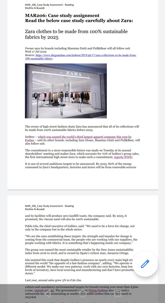  MAR_206_Case Study Assessment - Reading Muthla Al-Busaidi MAR206: Case study assignment