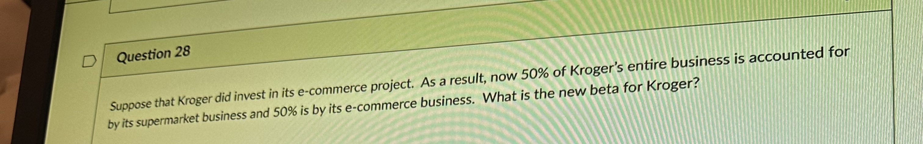 risk-free rate is 2% and expected return on the market is 7%.