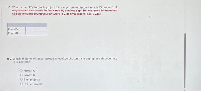 mutually exclusive projects a-1. Calculate the payback period for each project. (Do