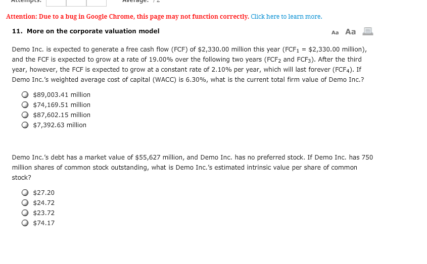  Attention: Due to a bug in Google Chrome, this page may