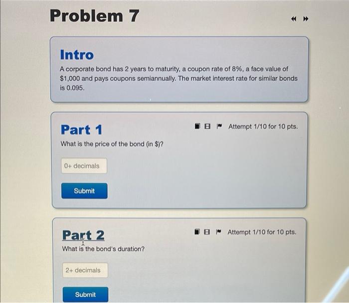 PLEASE ANSWER ALL PARTS FOR THUMBS UP!! Problem 7 Intro A corporate