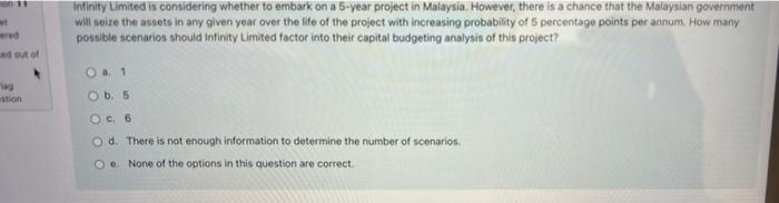  Infinity Limited is considering whether to embark on a 5-year project