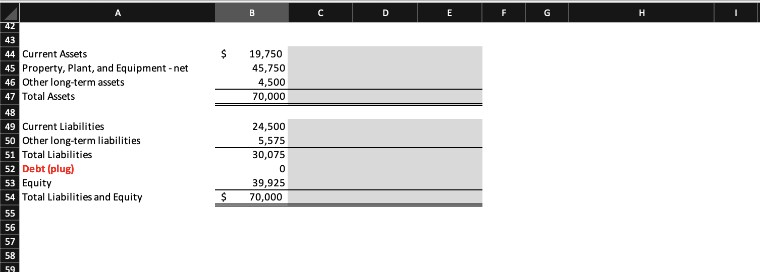 based on the assumptions provided. A B C D 19,75045,7504,50070,000 Current Liabilities