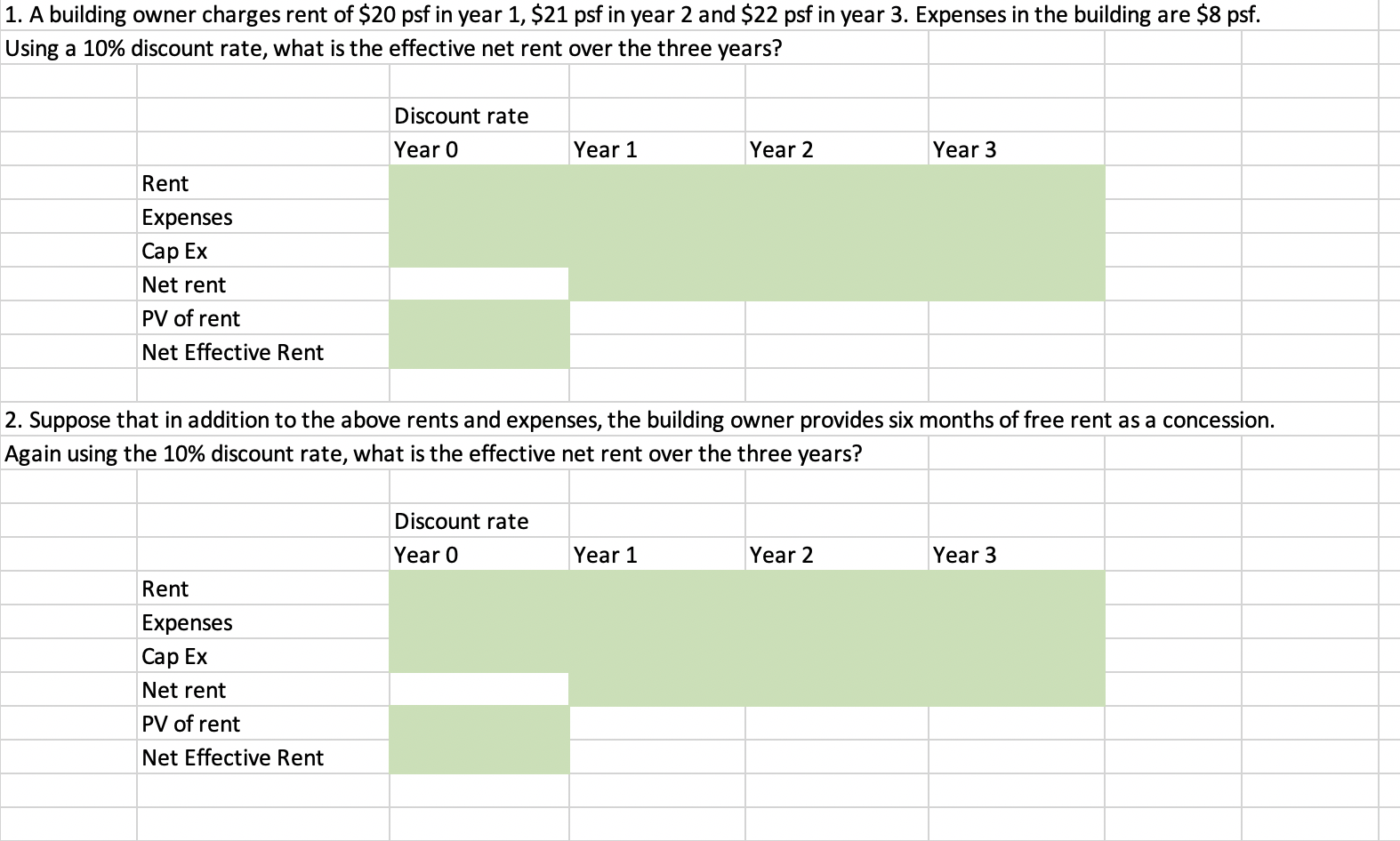 Answer in excel with a formula for each Suppose that in addition