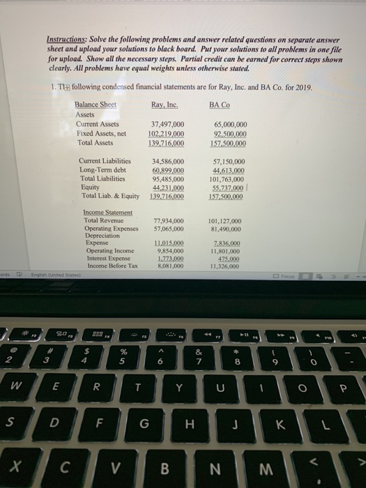  i need help with question 1 Instructions: Solve the following problems