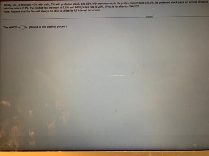 stock, and 55% with common stock. Its pretex cost of debt is