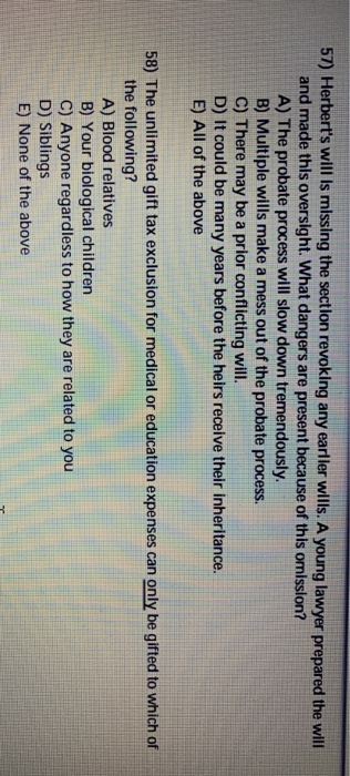  57) Herbert's will is missing the section revoking any earlier wills.
