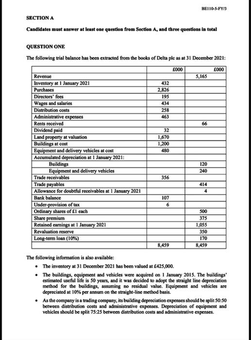 plss need it asap BE110-S-FY/3 SECTION A Candidates must answer at