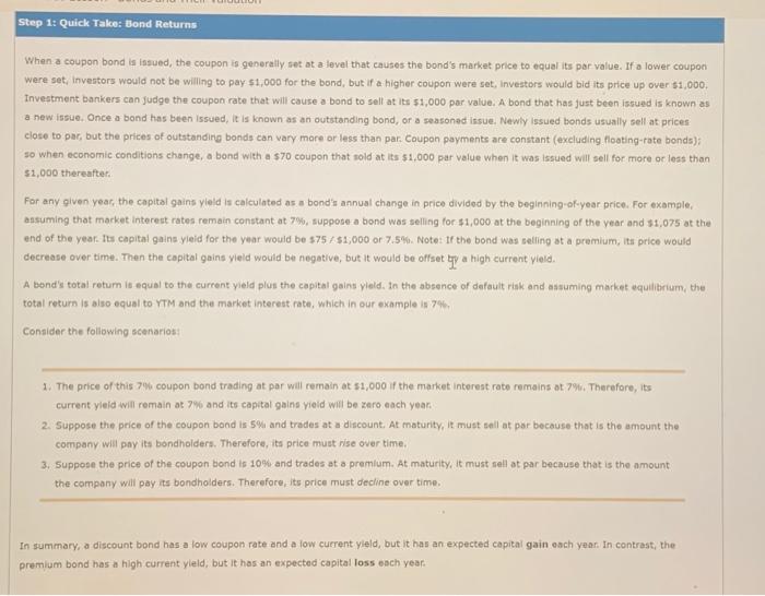  Step 1: Quick Take: Bond Returns When a coupon bond is