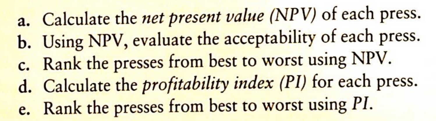 under consider ation. The relevant cash flows associated with each are shown