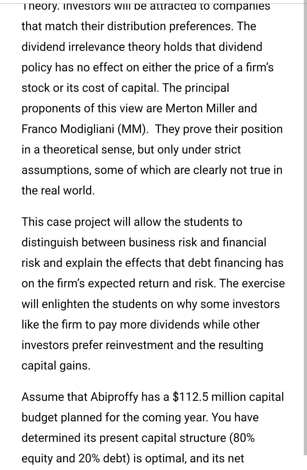 and equity that maximizes the stock price. As the firm increases financial
