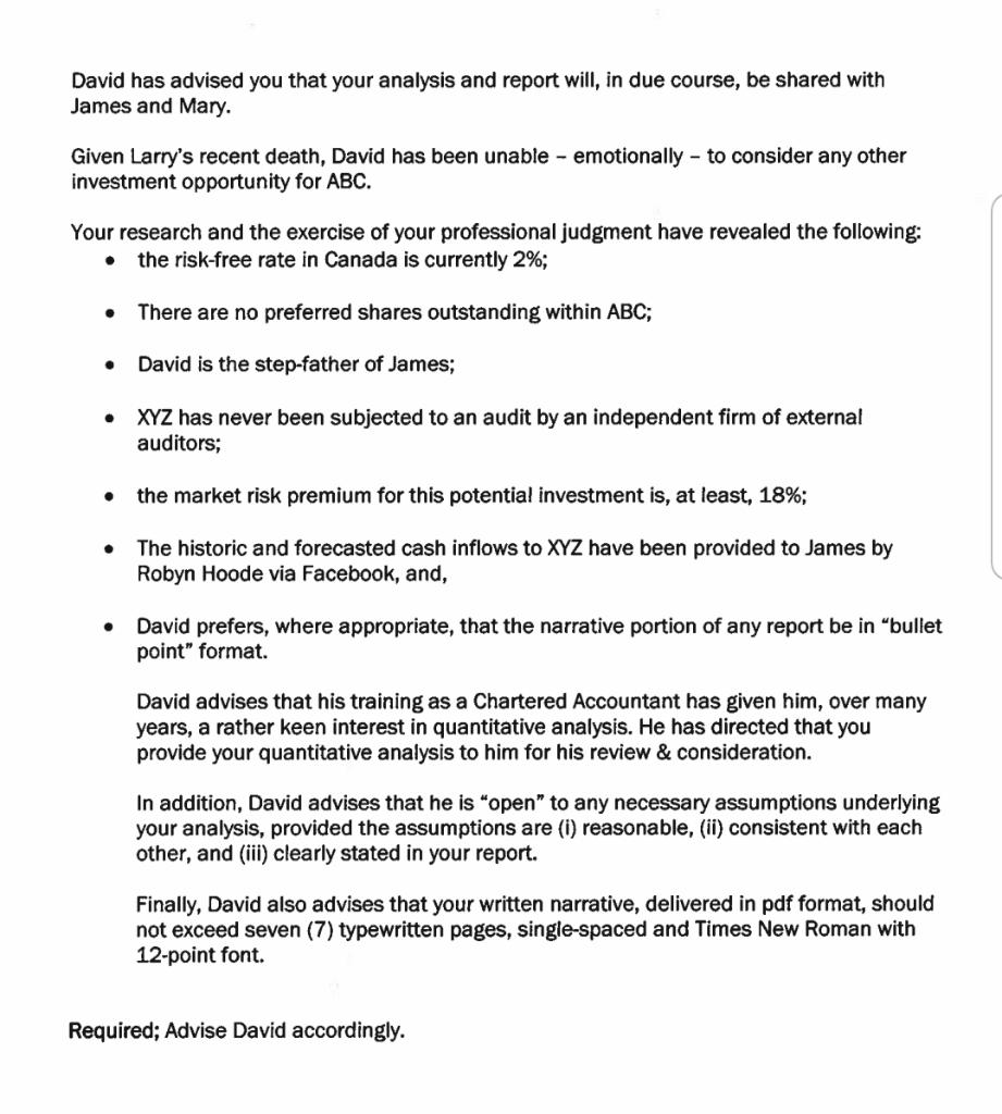 shares of ABC are owned as follows: David (Husband) Mary (Wife) James