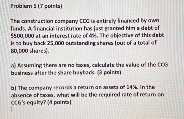 don't do it with excel please Problem 5 (7 points) The construction