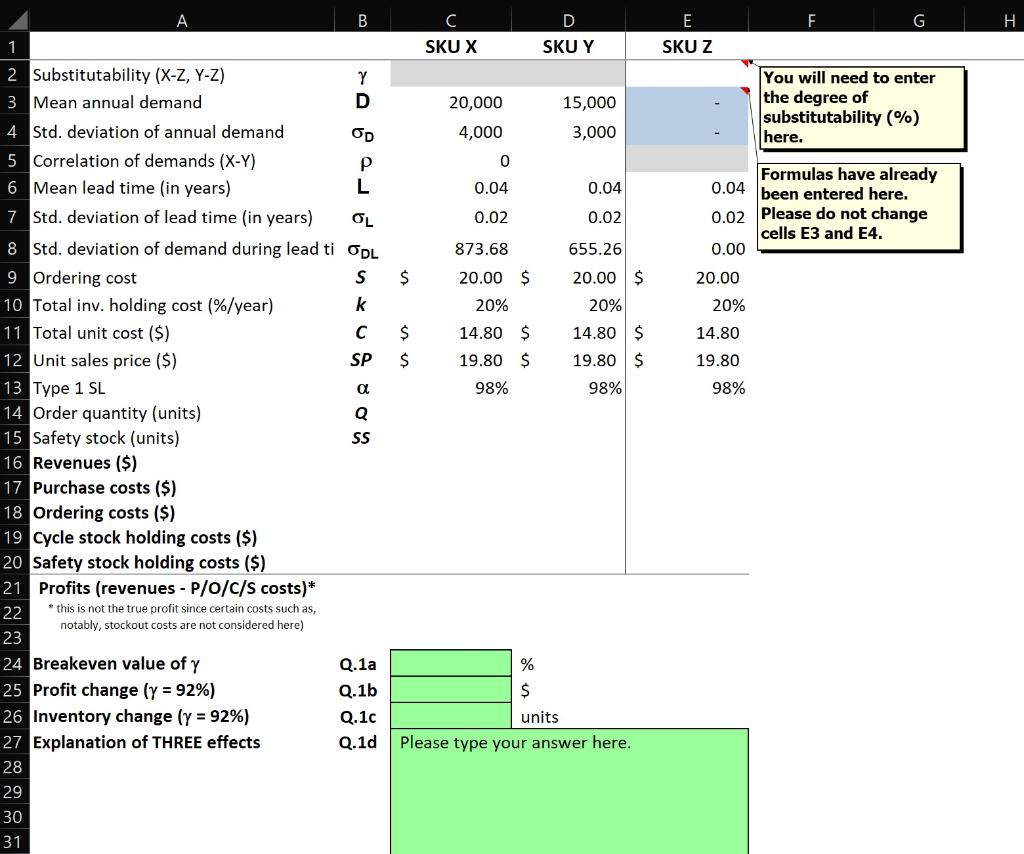 Please consider the data for SKUs X, Y, and Z. The store