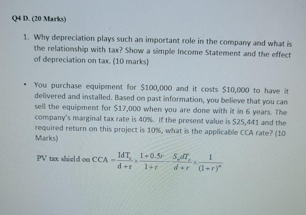 please give this answer in simple form Q4 D. (20 Marks)
