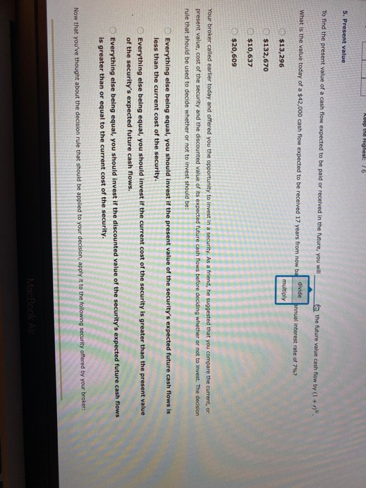  NUUD Highest: 16 5. Present value To find the present value