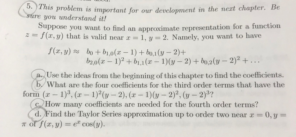 only part(d), please show me the process. 5. This problem is important