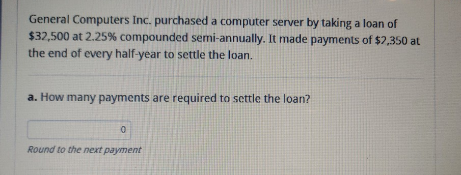  General Computers Inc. purchased a computer server by taking a loan
