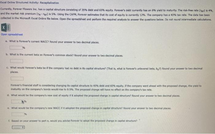 is trying to establish its optimal capital structure. The current capital structure