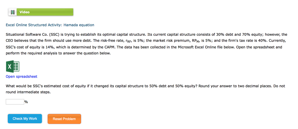 Hamada equation Video Excel Online Structured Activity: Hamada equation Situational Software Co.
