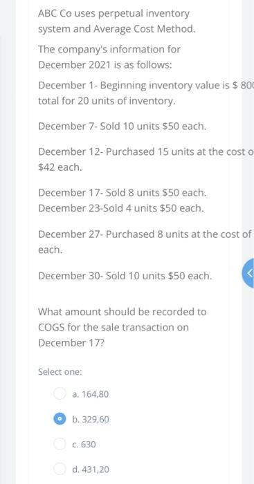help methese two questions fast pls ABC Co uses perpetual inventory system