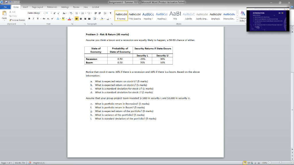  PLEASE SOLVE (e), (f), (g), (h), (i). Thank you!! Win Assignment